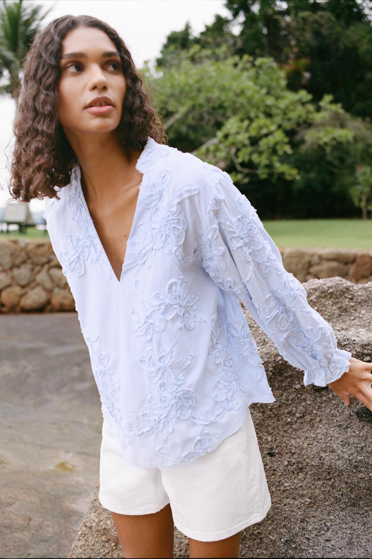 Lace Zara Blouse Blanche Femme Loose-fitting White Blouse With