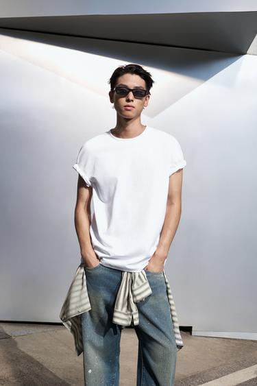 Zara 休閒版雙面針織 T 恤 /04 - 白色