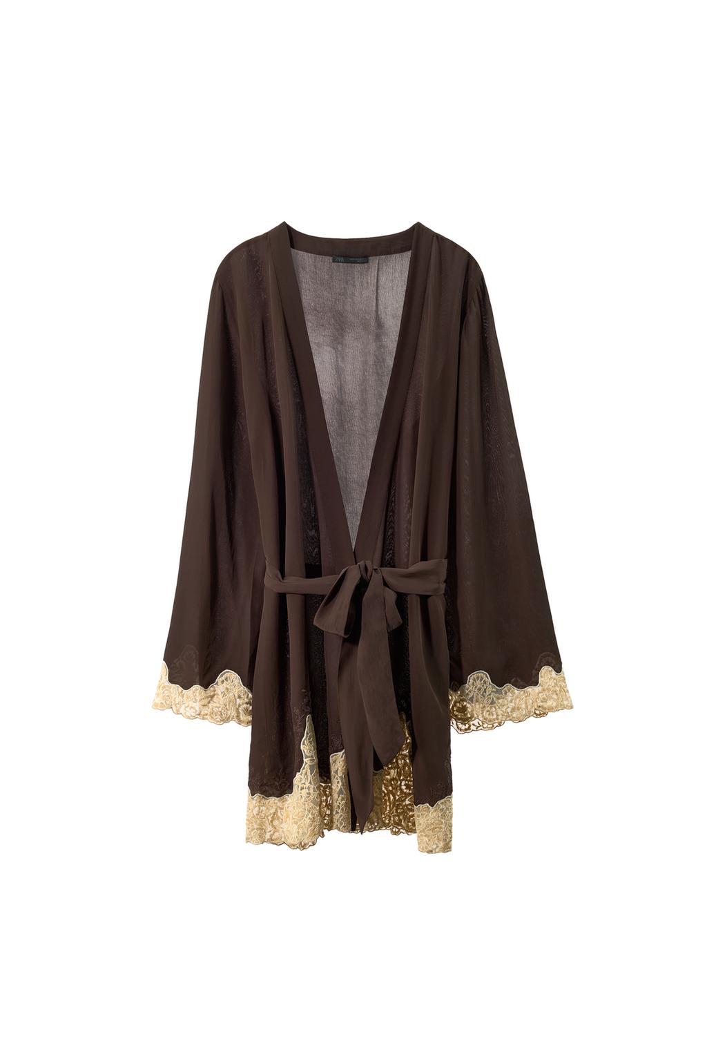100% VISCOSE EMBROIDERED LACE ROBE - image 3