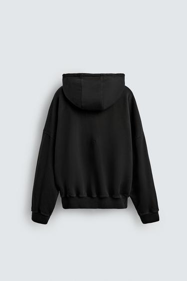 Zara HOODIE POUCH POCKET SWEATSHIRT X SR_A - Black