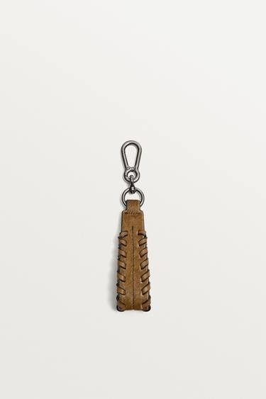 Zara LEATHER KEYCHAIN - Brown