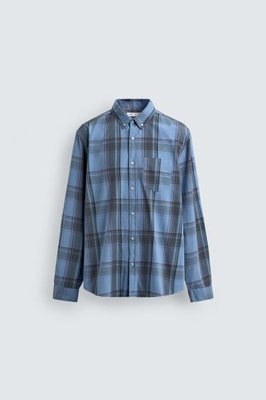 CHEMISE REGULAR FIT À CARREAUX - Bleu de Zara - Image 6
