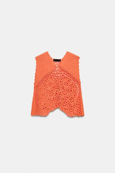 FLORAL DOT TOP - Orange by Zara