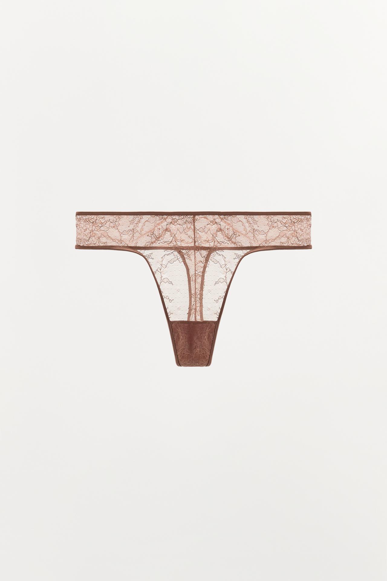LACE THONG — Pale pink