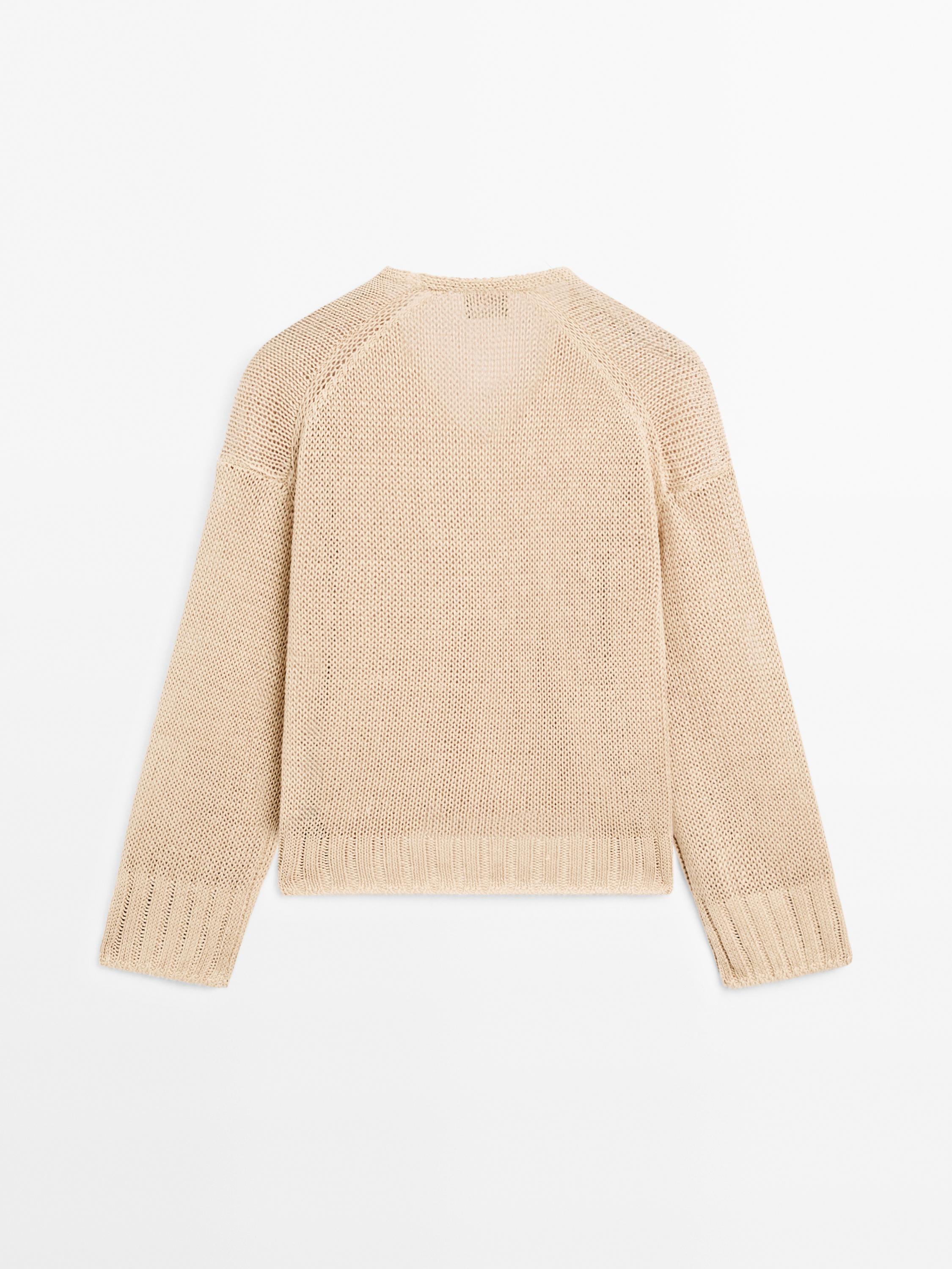 Pull en maille de lin à col V