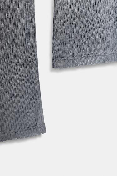 RIBBED HIGH NECK TOP - Pearl grey by Zara - Image 5
