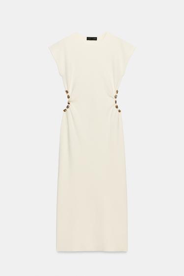 ROBE EN MAILLE CUT-OUT À BOULES - Écru de Zara - Image 5