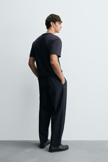 CROPPED WIDE-LEG DENIM TROUSERS - Indigo by Zara - Image 2