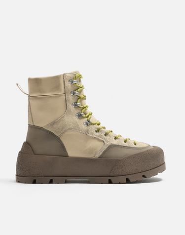 LEATHER HIGH-TOP TRAINERS - Multicoloured by Zara