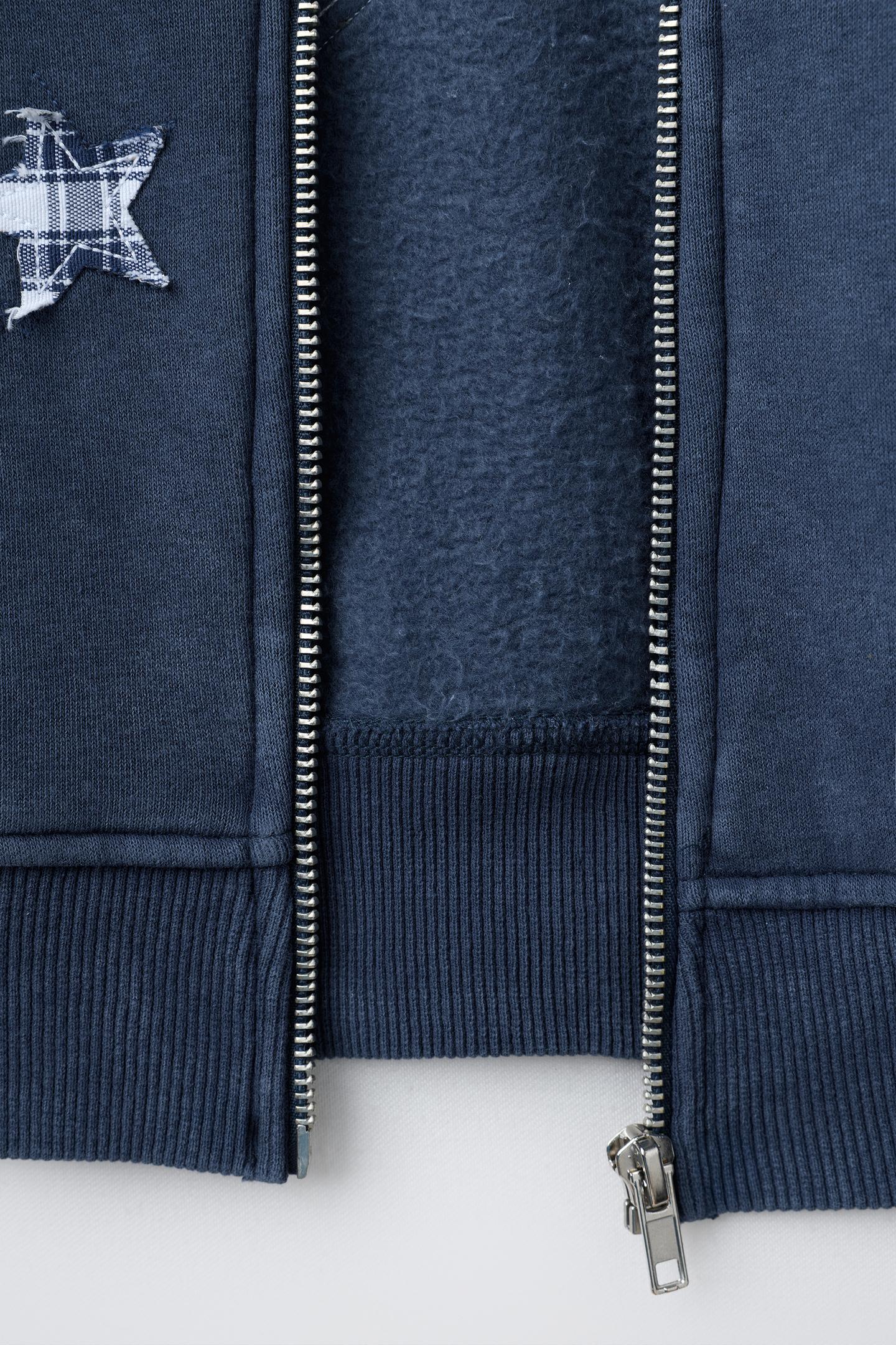 Детская толстовка Zara Star Patch Zip-Up, цвет: Синий — фото 3