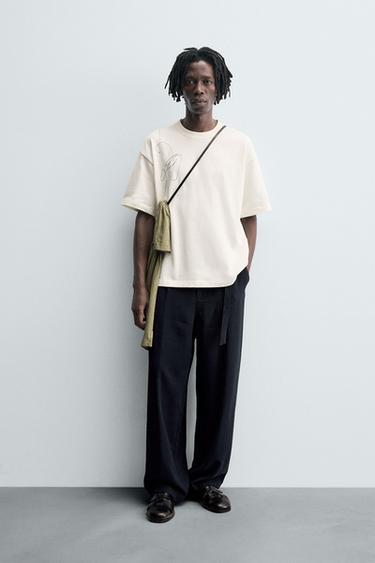 T-SHIRT WITH PHOTOGRAPHIC PRINT AND EMBROIDERY - White by Zara
