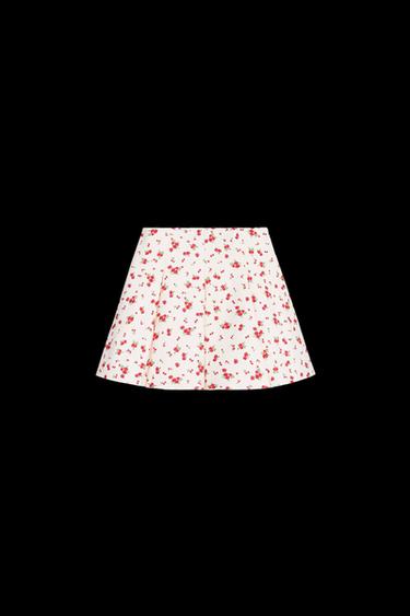 FALDA MINI TABLAS FLORES - Crudo / Rojo de Zara
