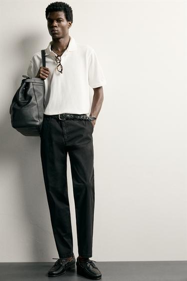 SLIM FIT CHINOS - Black by Zara