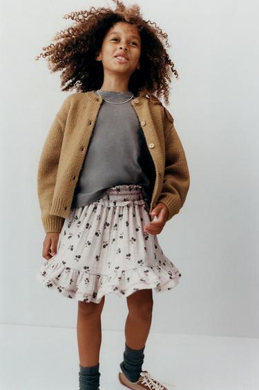 KNIT CARDIGAN WITH ORGANZA BOW - Caramel by Zara
