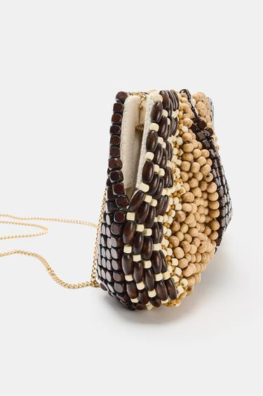 SAC POCHETTE À PERLES - Marron de Zara - Image 4