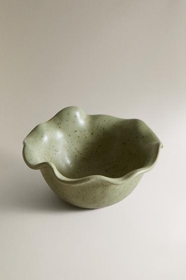 TERRACOTTA BOWL WITH WAVY DESIGN - GREENISH by Zara - Image 1