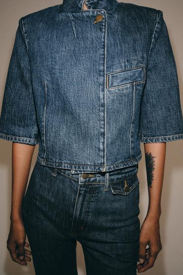 ZW COLLECTION CROPPED DENIM BLAZER - Blue by Zara