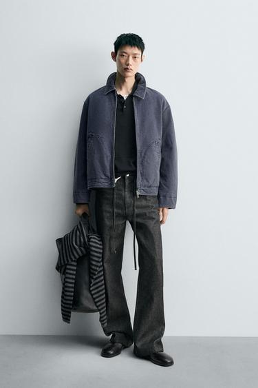 ÁO KHOÁC CHẦN BÔNG CỔ PHỐI VẢI - Xanh dương từ Zara