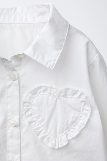 CHEMISE À PIÈCE CŒUR - Blanc de Zara - Image 2