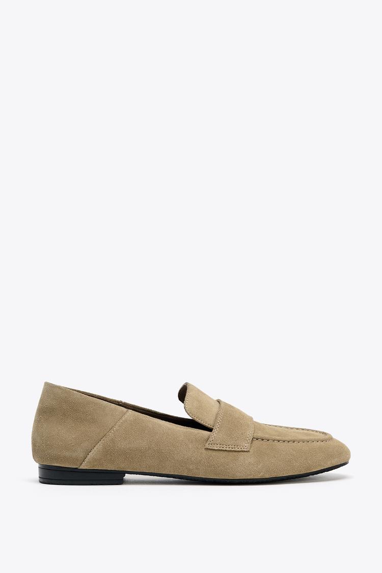 SPLIT SUEDE LOAFERS Sand Brown ZARA Australia