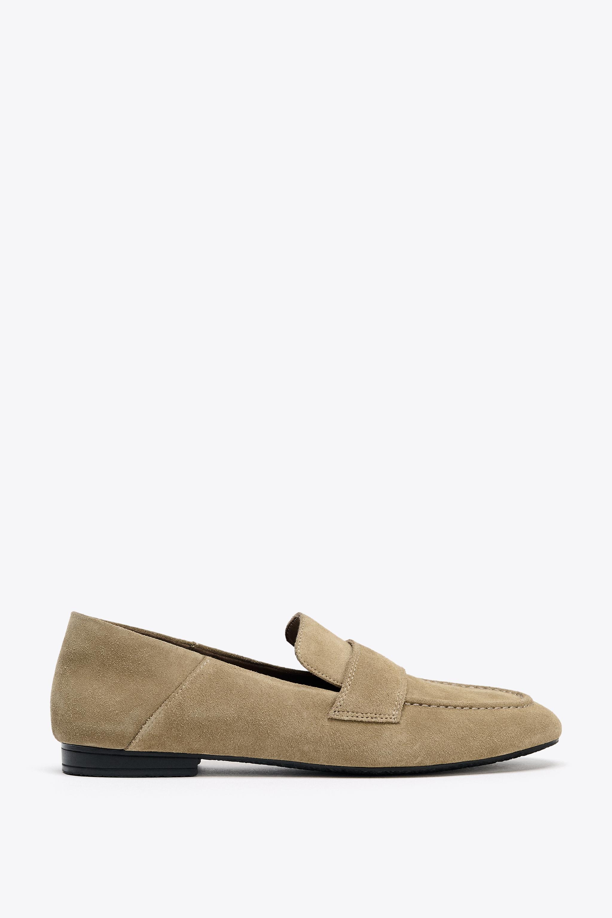SPLIT SUEDE LOAFERS Sand Brown ZARA Australia