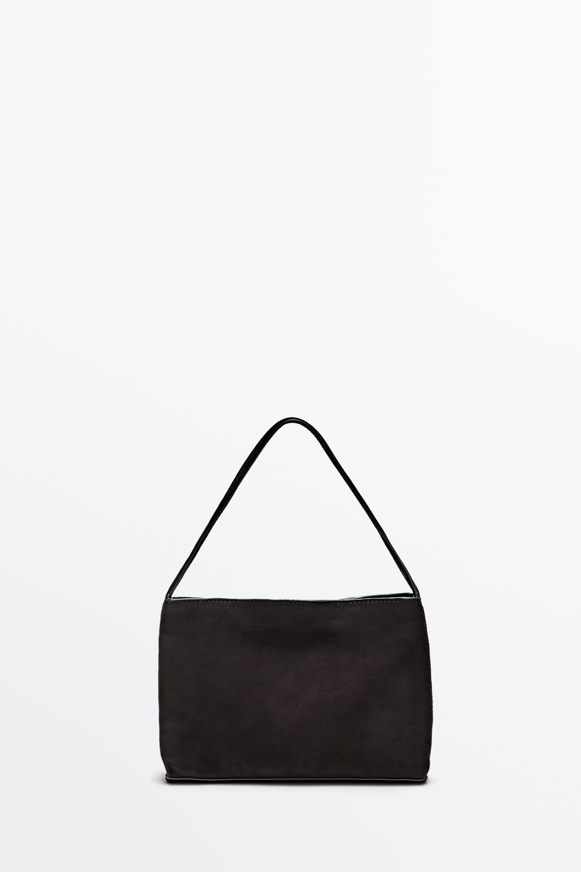 Small split suede leather shoulder bag — Chocolate
