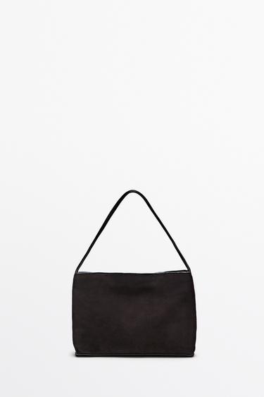 Zara Small split suede leather shoulder bag - Chocolate - Image 0