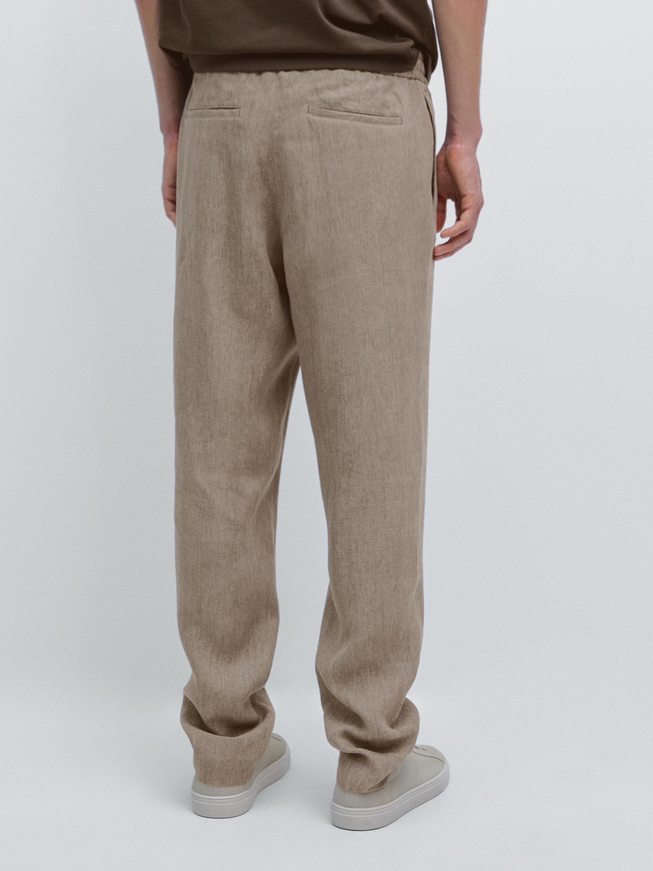 Pantalon total look lin délavé