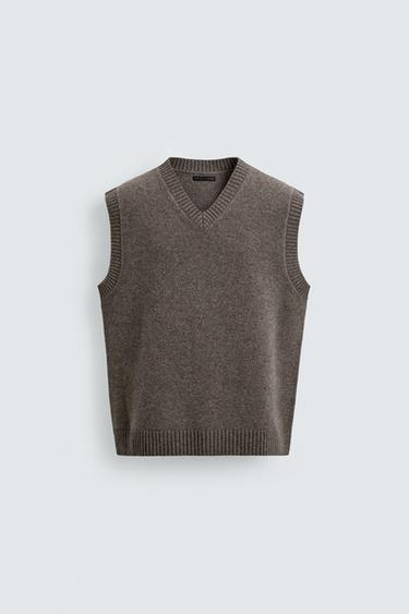 WOOL KNIT VEST - Beige by Zara
