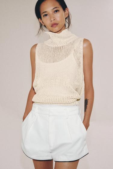 ZW COLLECTION DARTED DENIM SHORTS - White by Zara