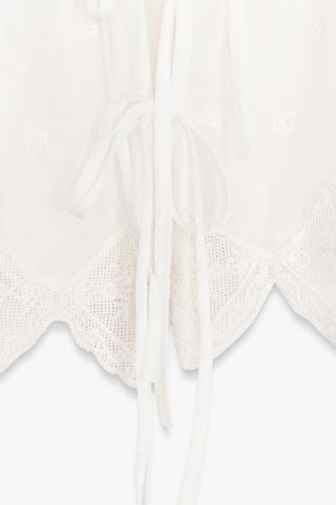 TOP À BRETELLES BRODÉES - Blanc de Zara - Image 7
