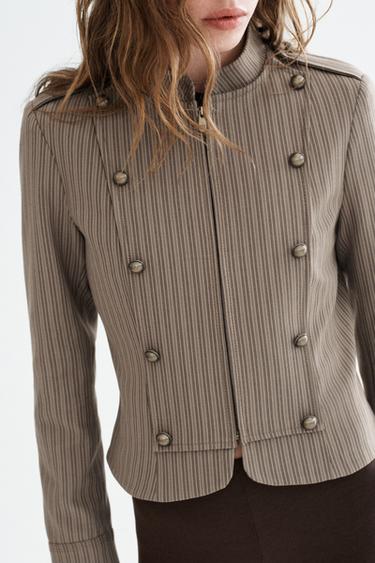 STRIPED FITTED BLAZER - Light tan by Zara