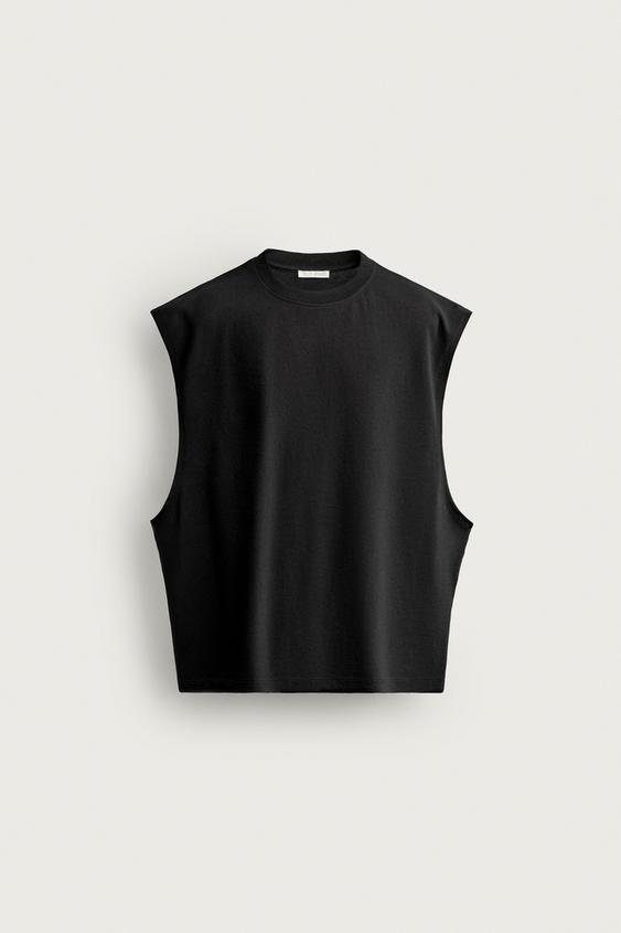 CAMISETA TANK LAVADA - Negro de Zara - Imagen 0