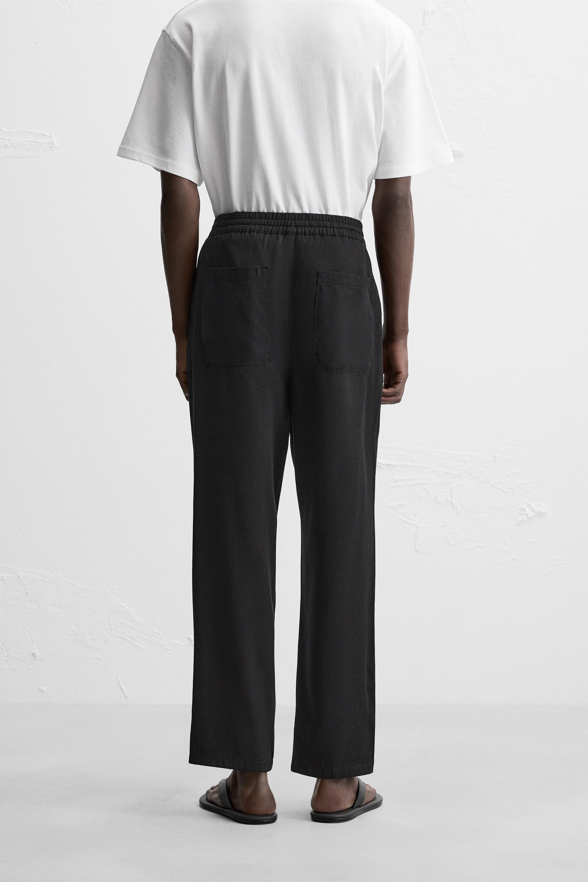 【ZARA】STRAIGHT-LEG テクスチャー パンツ 3641/335/800 REGULAR FIT LYOCELL - VISCOSE PANTS - Black | ZARA United States