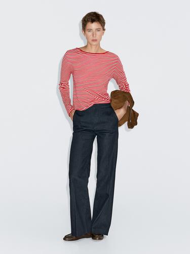 Zara Striped long sleeve knit sweater - Red - Image 0