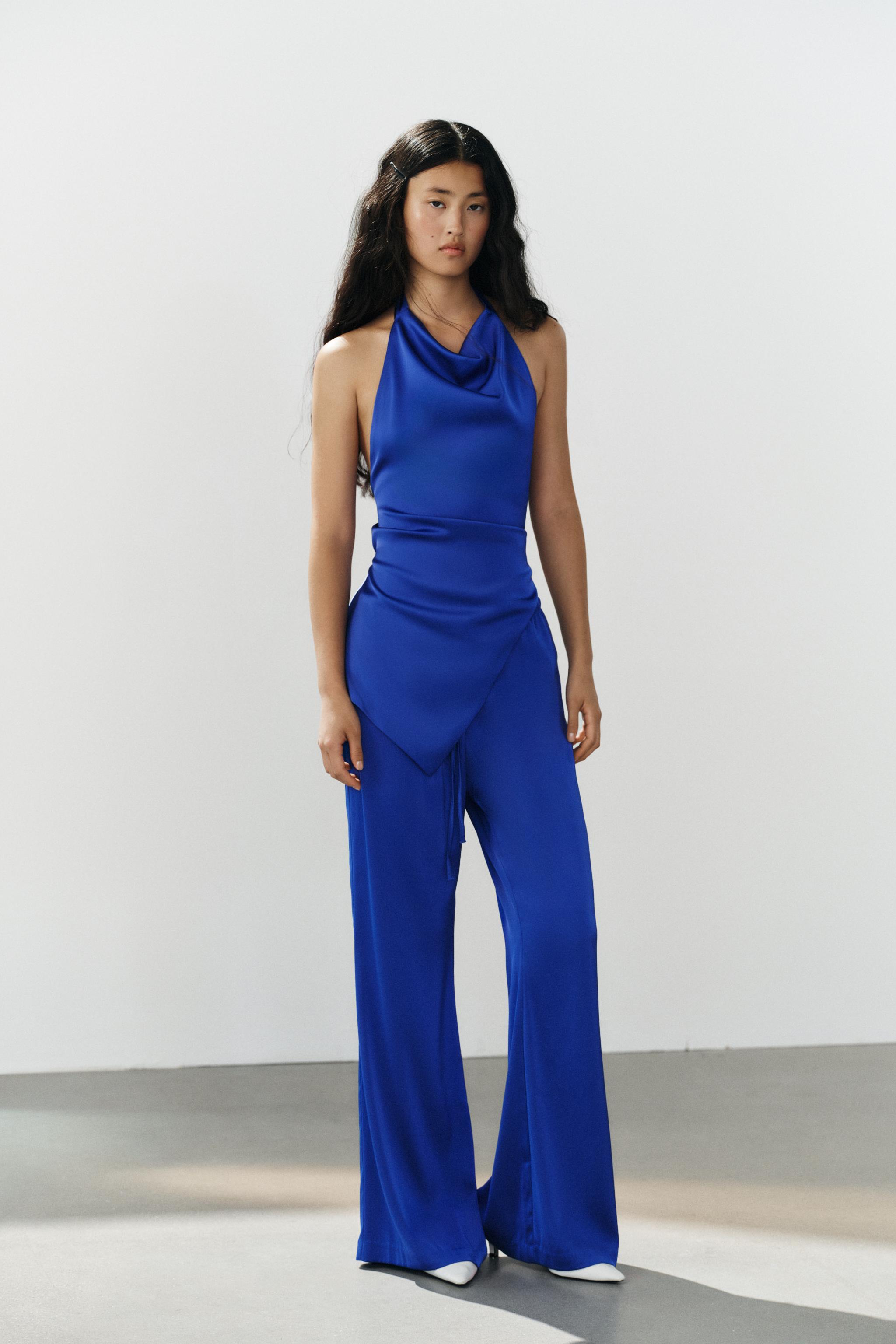 Zara Asimetrik Saten Halter Top