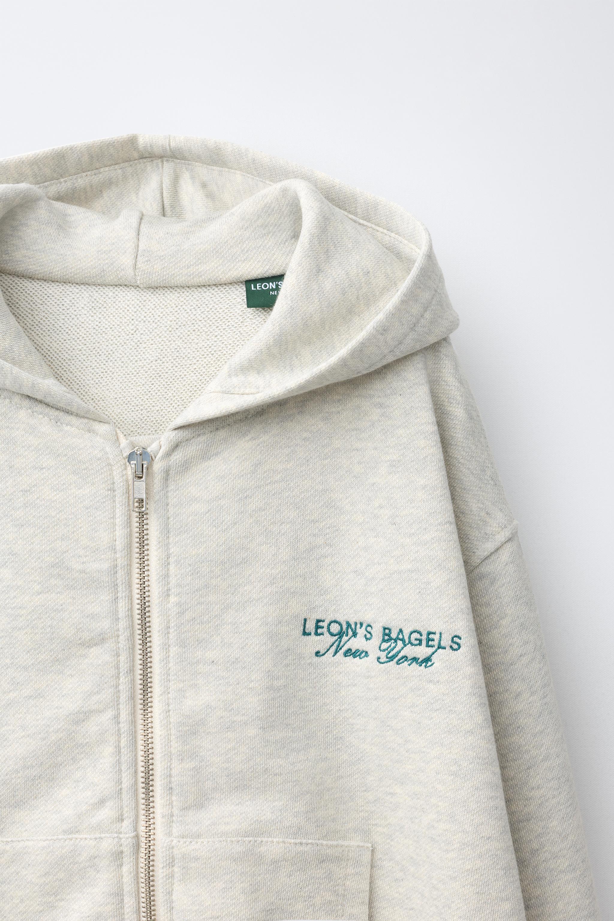 LEON'S BAGELS® EMBROIDERED ZIP-UP HOODIE