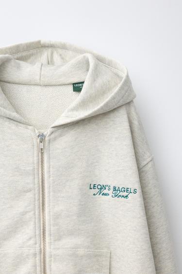LEON'S BAGELS ® 刺繍入りジップアップスウェットシャツグレーマールZaraのLEON'S BAGELS ® 刺繍入りジップアップスウェットシャツ - グレーマール 