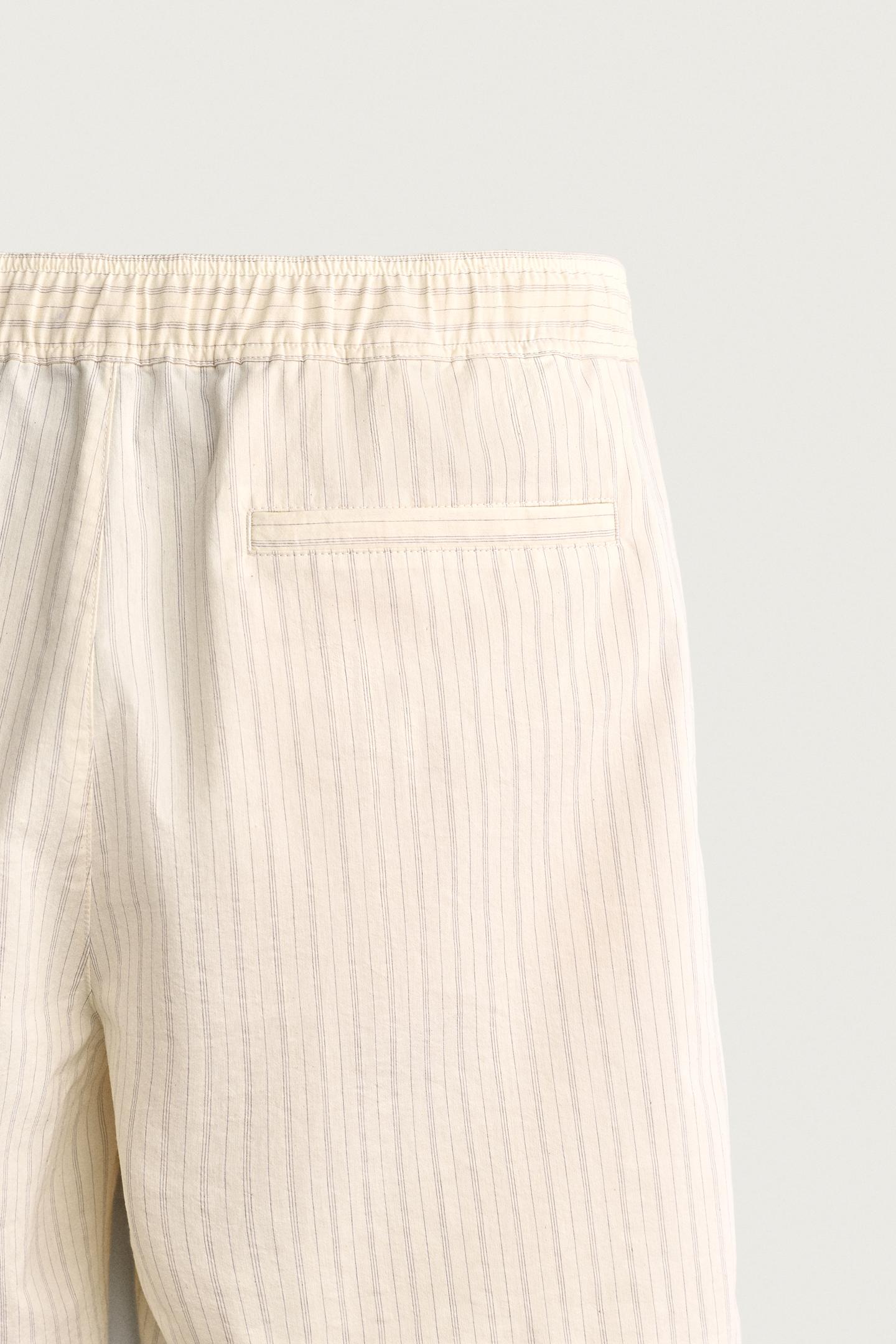 Мужские шорты Zara Striped Relaxed Fit, цвет: Устричный белый — фото 9