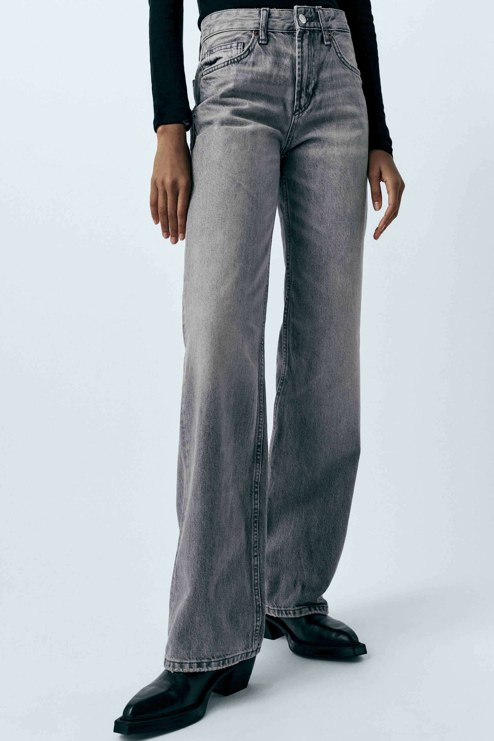 Zara Pink Jeans Loose fit Wide Leg Mid Rise Size UK10 EUR38 US6