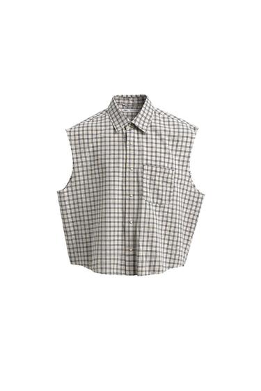 CAMISA TANK BOXY FIT CUADROS - Beige de Zara