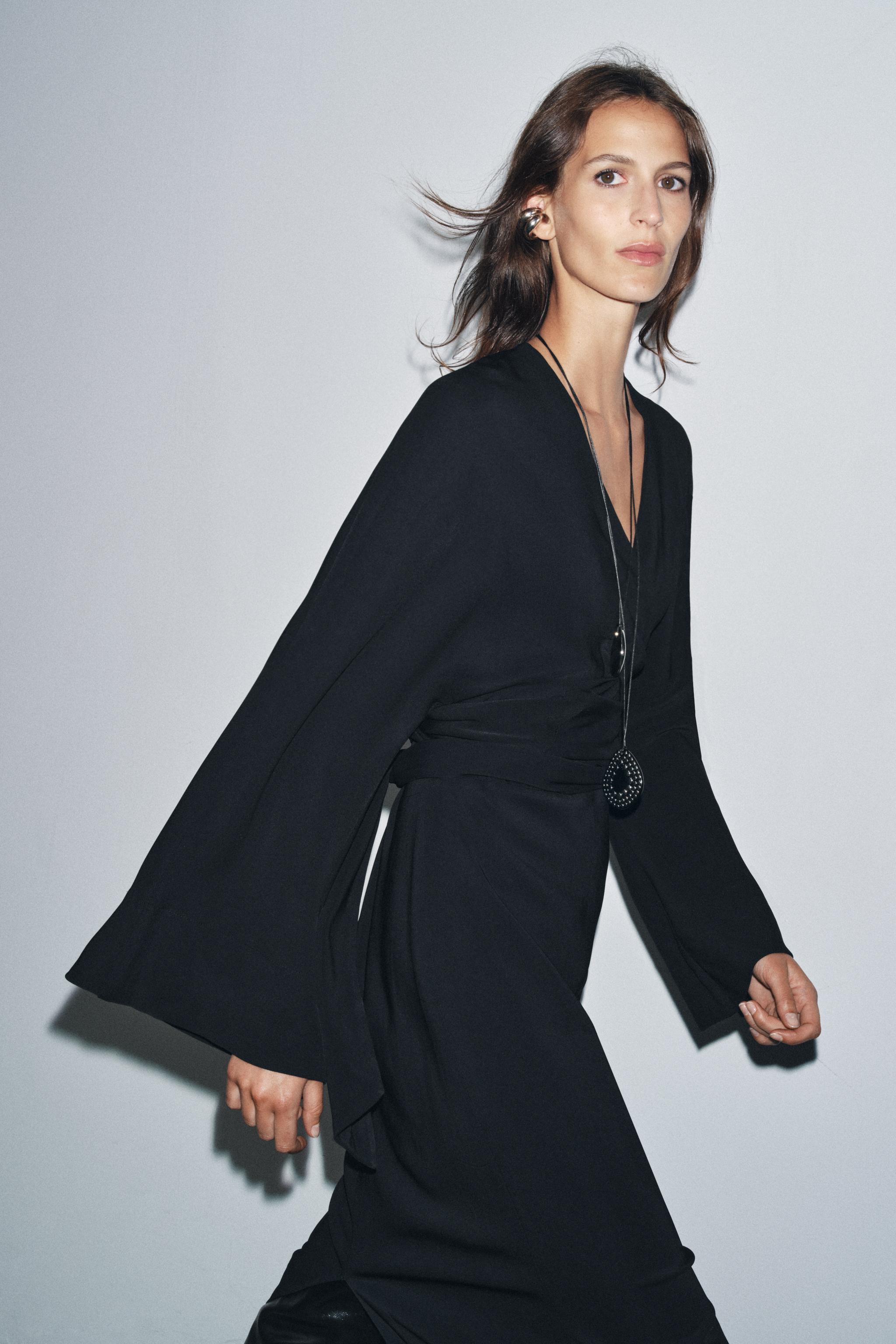 ZW COLLECTION MIDI DRESS WITH TIES - Ecru | ZARA Canada