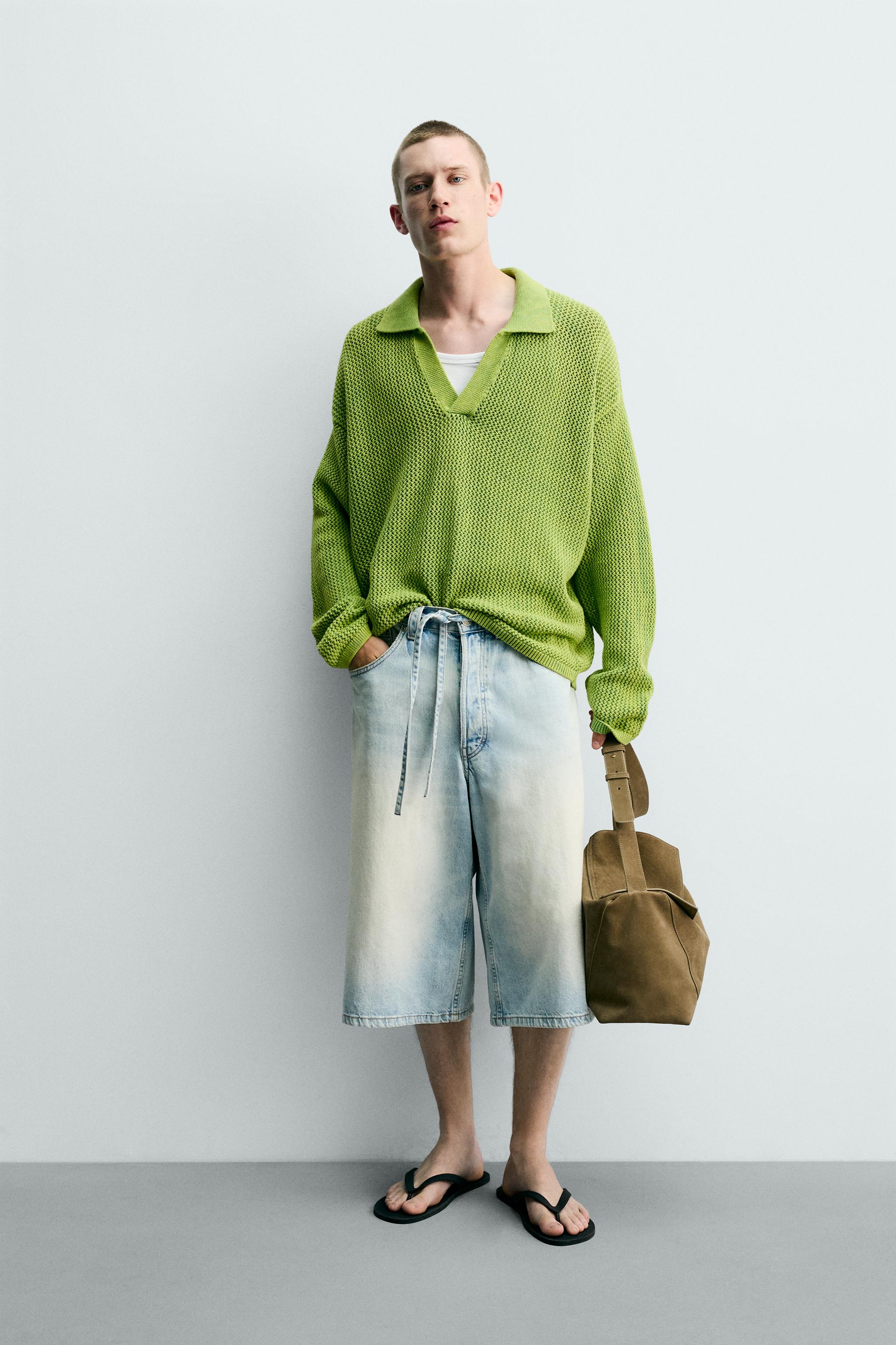 ウォッシュドテクスチャーニットポロシャツ - rウォッシュグリーン