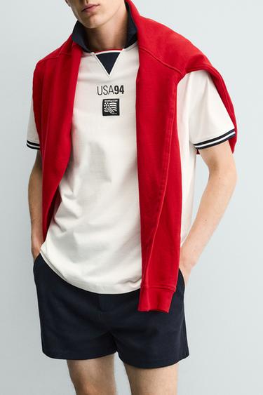 USA 94 FIFA World Cup™ FIFA Classics Contrast Polo Shirt - White by Zara - Image 4