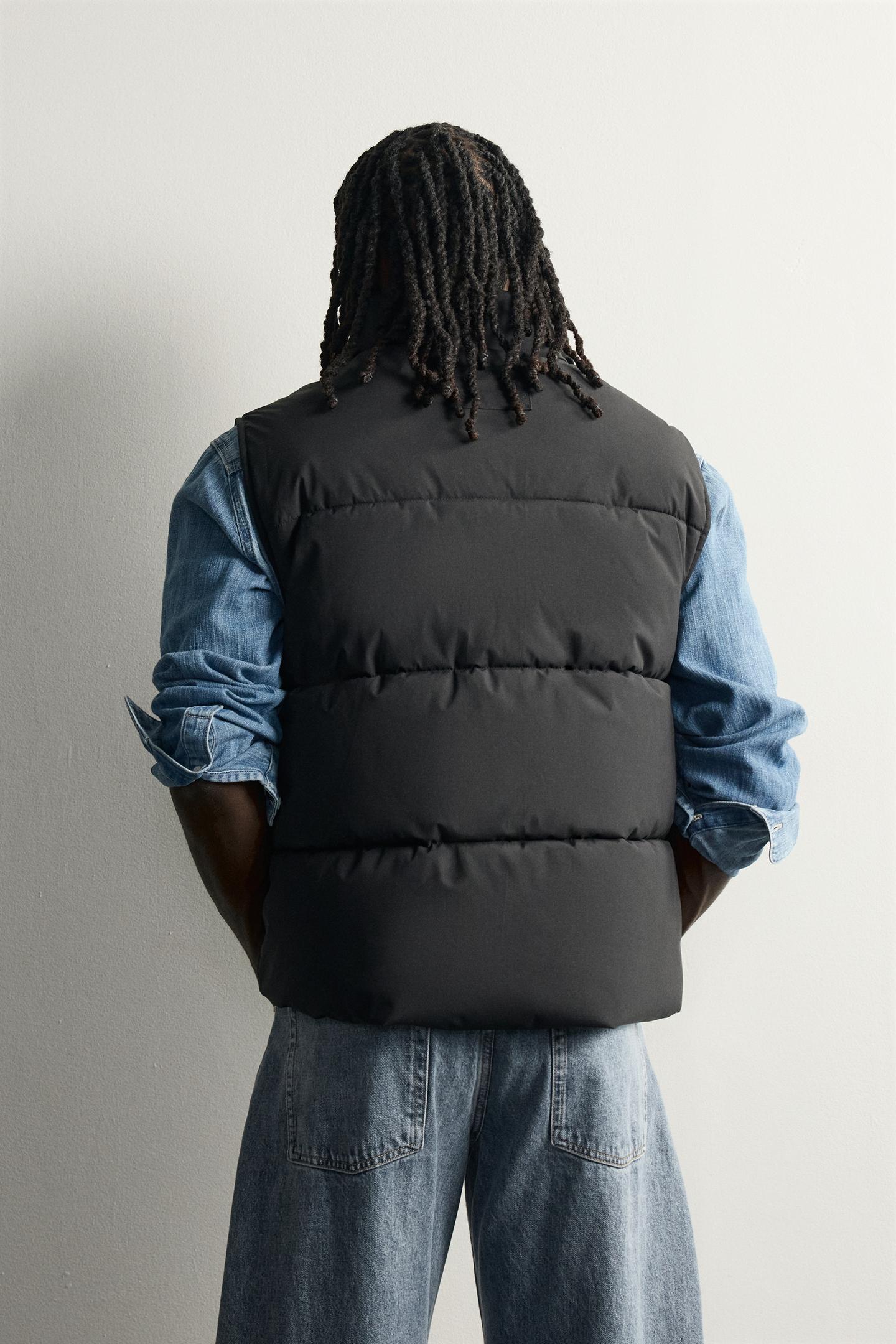 Мужской жилет Zara Quilted Technical Vest, цвет: Чёрный — фото 3