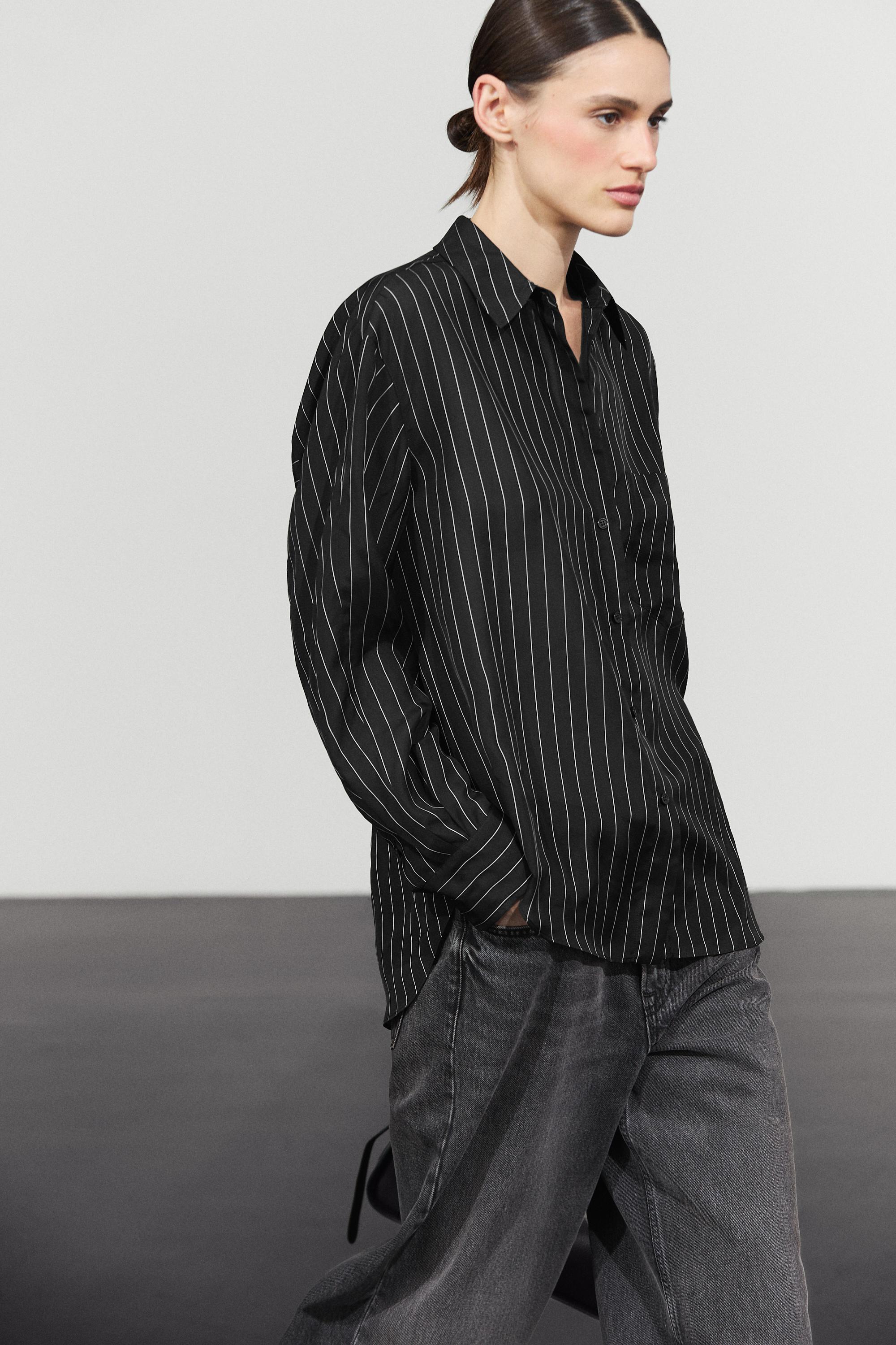 Chemise fluide à rayures avec poche