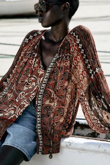 METALLIC THREAD PRINTED BLOUSE - Multicoloured by Zara - Image 1