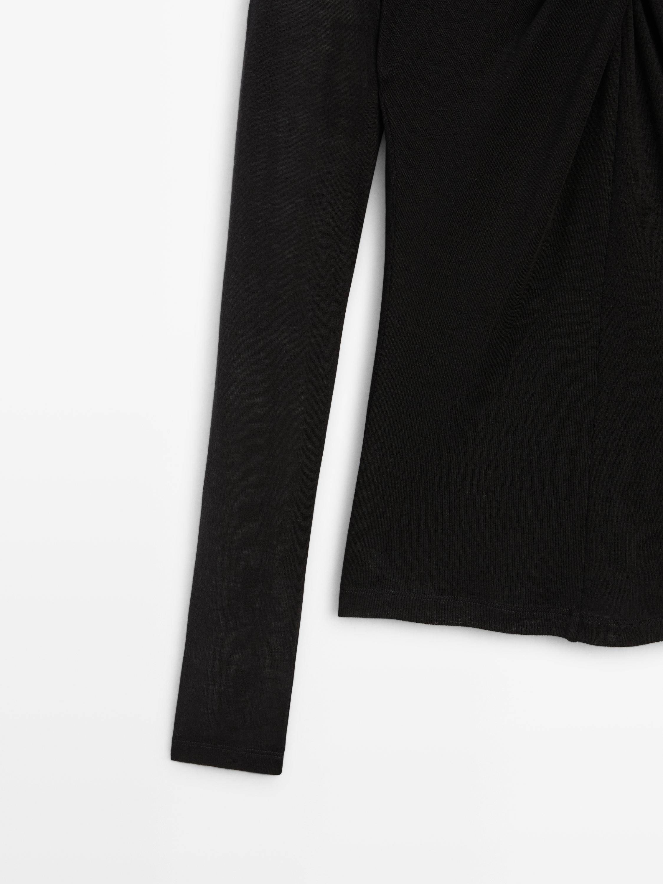 Lyocell and wool crossover top