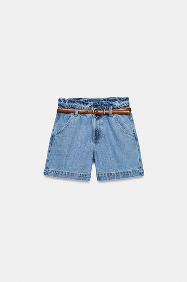 BELTED BAGGY BERMUDA SHORTS - Mid-blue by Zara
