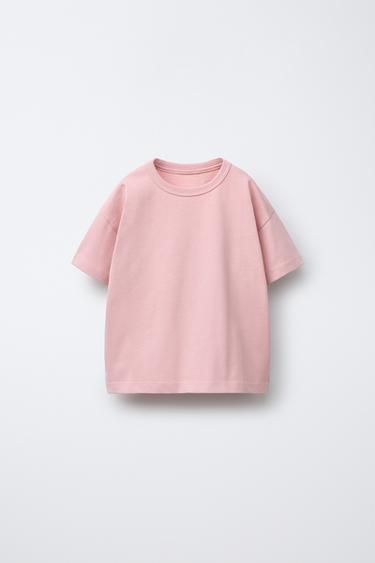 BASIC HEAVY WEIGHT T-SHIRT - White / Pink by Zara